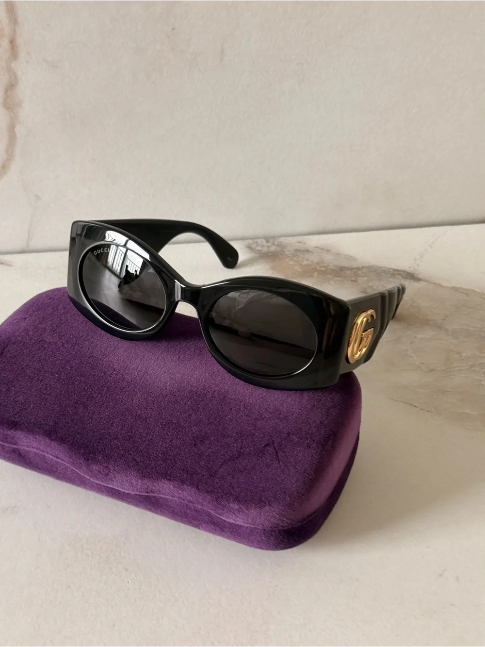 Gucci Women’s black Gradient Shield Sunglasses